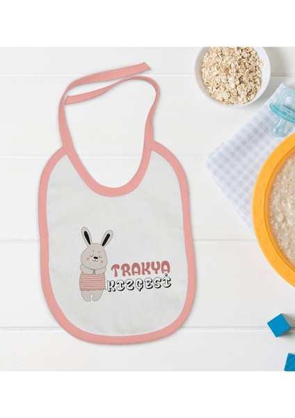 Kids Trakya Kızçesi Tasarımlı Pembe Bebek Mama Önlüğü-2