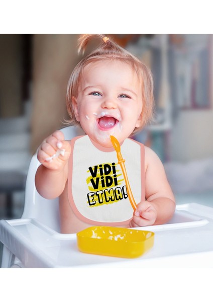 Kids Vidi Vidi Etma Tasarımlı Pembe Bebek Mama Önlüğü-1 fiyatları