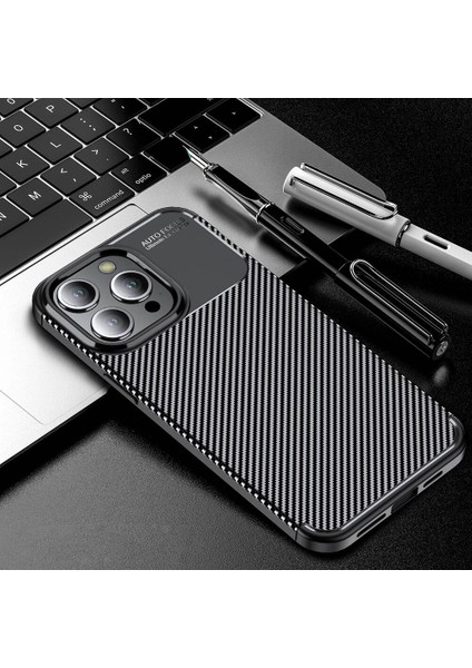 iPhone 15 Pro ile Uyumlu Silikon Kılıf Tpu Negro Silikon Ultra Slim Fit Kılıf iPhone 15 Pro Ile Uyumlu Karbon Delux Kılıf