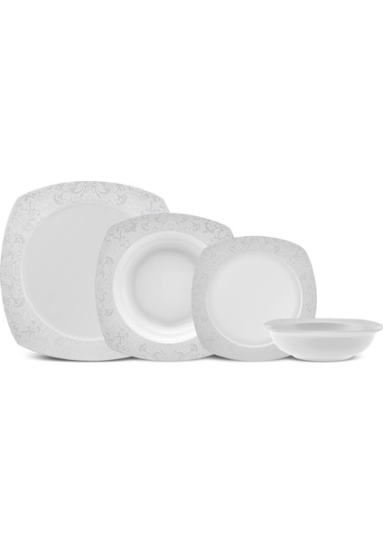 Square Bone Zahra 24 Parça 6 Kişilik Yemek Takımı