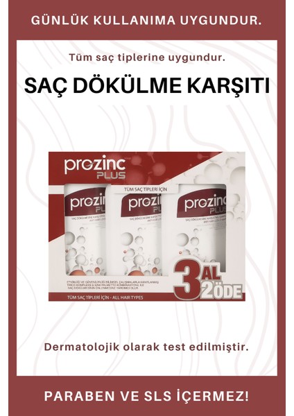 Plus Şampuan Saç Dökülmesine Karşı Etkili Günlük Kullanım Şampuanı 3x300 ml