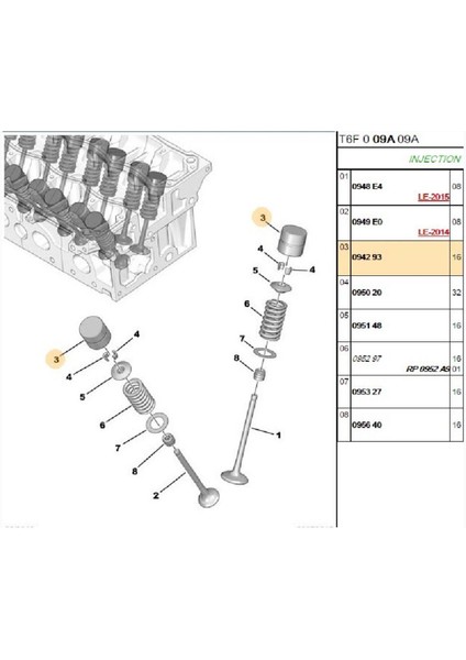 Subap Fincanı 206 207 308 1,6 16V 406 3,0 V6 24V TU5JP4 ES9J4 (420022010-094293)