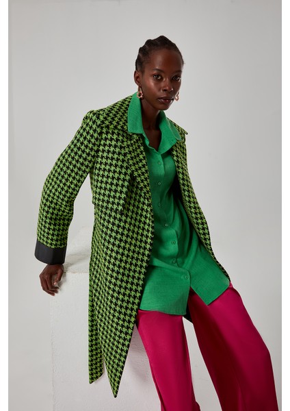 Tüvit Desenli Uzun Yeşil Ceket indirimleri