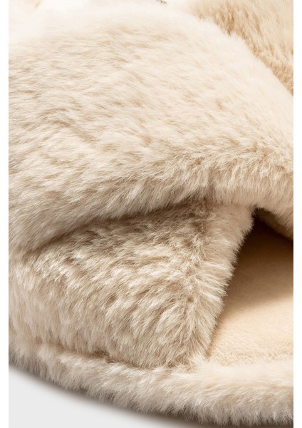 Çapraz Peluş Kadın Ev Terliği Bej 36/41 CC0188 fırsatları