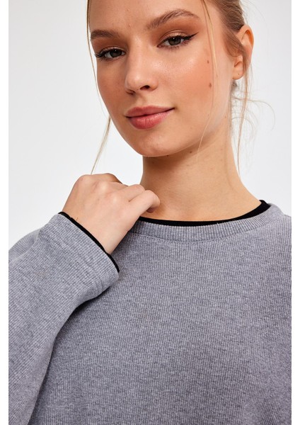 Garnili Oversize Sweatshirt (E22-72300) fırsatları