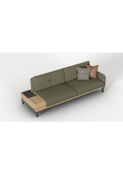 Solid Sol Sehpalı Üçlü Koltuk Keten Yeşil fiyatları