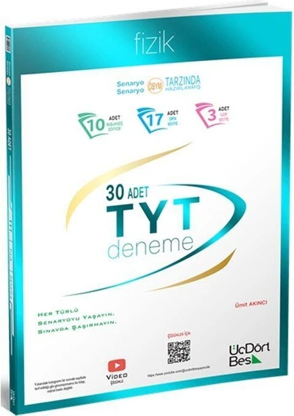 ÜçDörtBeş Yayınları TYT Fizik 30'lu Deneme