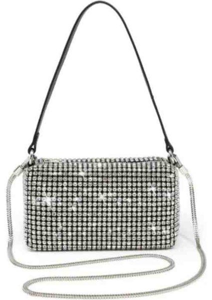 Arba Bag & Accesory Silver Abiye-Taşlı Kadın Omuz Çantası