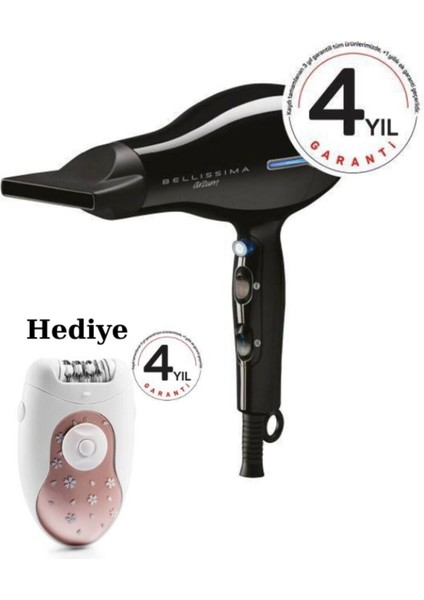 AR5004 Bellissima Profesyonel 2200 W Saç Kurutma Makinesi + AR5029 Rosy Epilatör Hediyeli