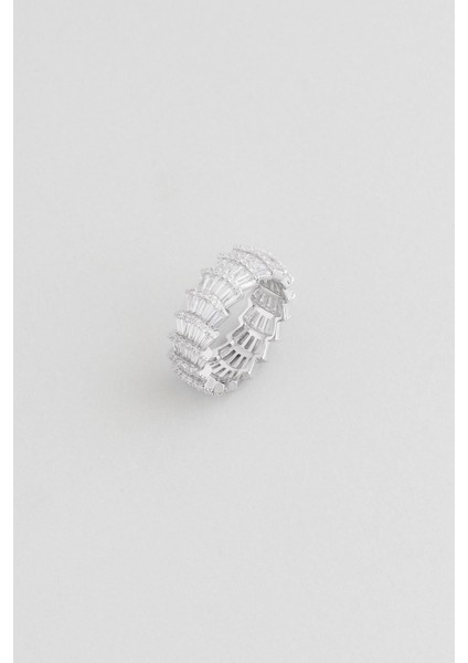 Deniz Kabuğu 18 Ayar Beyaz Altın Kaplama Gümüş Yüzük