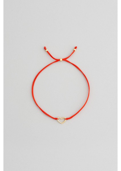 Minimal Kalp 18 Ayar Sarı Altın Kaplama Ayarlanabilir Gümüş Arkadaş Bilekliği