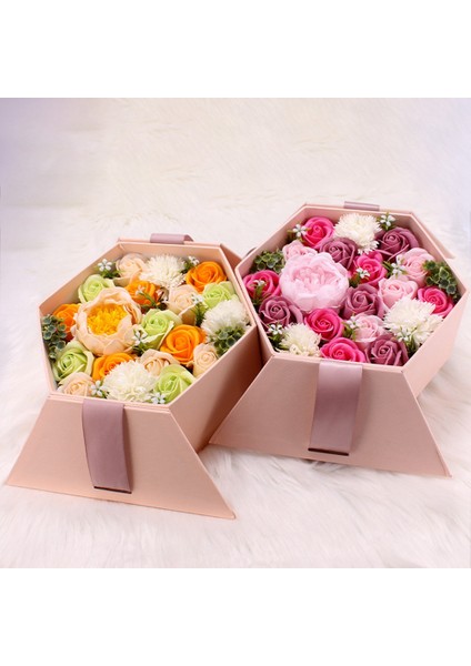 Çiçek Kağıt Kutusu Sabun Çiçek Paketleme Seti Kutu Günü Partisi Düğün Hediyesi Sabun Gül, Pembe (Yurt Dışından)