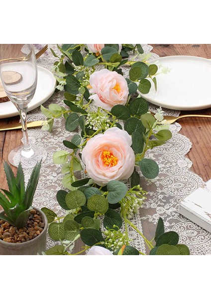 2 Paket Okaliptüs Çelenk, Şampanya Gülü, Yeşillik Çelenk Toplu Yapay Ipek Çiçek Okaliptüs Yaprakları Sarmaşıklar (B) (Yurt Dışından)