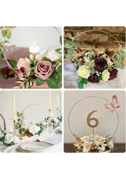 10 Paket 10 Inç Metal Çiçek Çember Çelenk Centerpiece Masa Süslemeleri Dıy Düğün Masa Süsü Için Yer Tutucular ile (Yurt Dışından) fırsatları