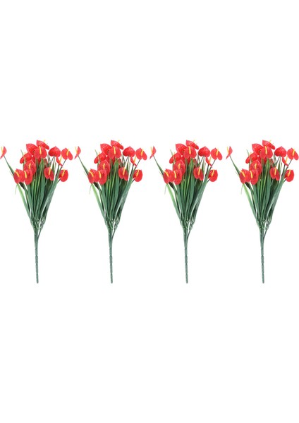4 Demet Yapay Çiçekler Sahte Antoryum Bitkiler Plastik Çalılar Çalılar Yeşillik Kapalı Dışında Asılı Ekici Ev Dekorasyonu (Yurt Dışından)