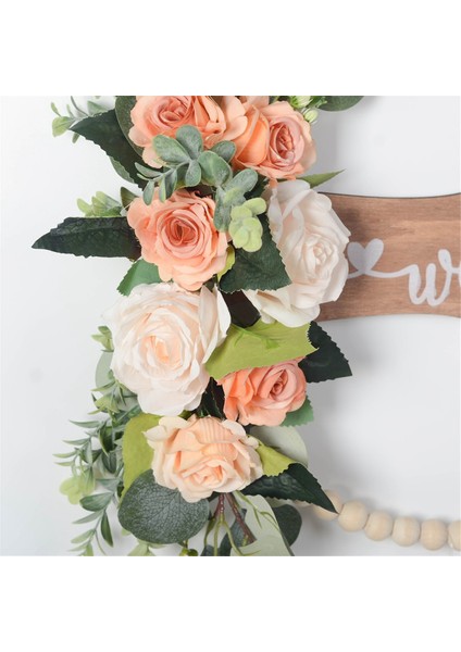 Ön Kapı Için Hoş Geldiniz Tabelası, Ahşap Boncuklar ve Okaliptüs Çelengi, Iç Mekan Dış Mekan Her Mevsim Çiçek Çelengi (Yurt Dışından) fırsatları