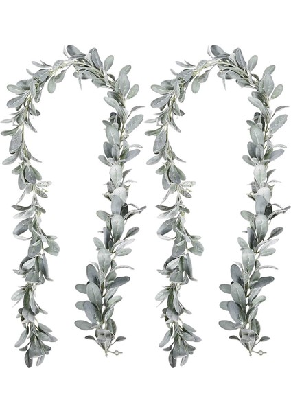 2 Adet Yapay Flok Kuzu Kulak Garland - 6ft/adet Yumuşak Sahte Asma Yeşillik ve Framhouse Dekor Için Yapraklar (Yurt Dışından)