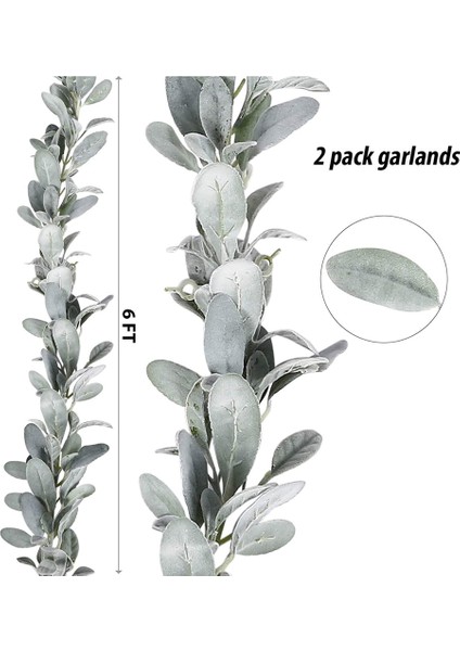 2 Adet Yapay Flok Kuzu Kulak Garland - 6ft/adet Yumuşak Sahte Asma Yeşillik ve Framhouse Dekor Için Yapraklar (Yurt Dışından) modelleri
