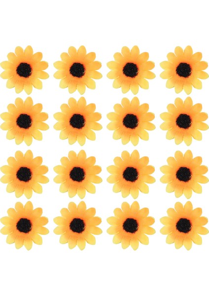 100 Adet Yapay Ayçiçeği Küçük Papatya Gerbera Çiçek Düğün Dekor Için Başları (Sarı ve Kahve) (Yurt Dışından)