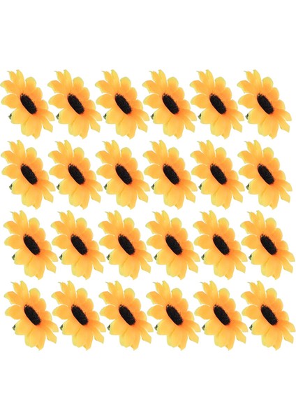 100 Adet Yapay Ayçiçeği Küçük Papatya Gerbera Çiçek Düğün Dekor Için Başları (Sarı ve Kahve) (Yurt Dışından)