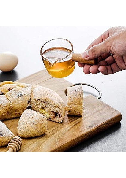 Ahşap Saplı 2 Adet Şeffaf Cam Krema, Mini Kahve Süt Kreması Sürahisi. 100ML (Yurt Dışından)