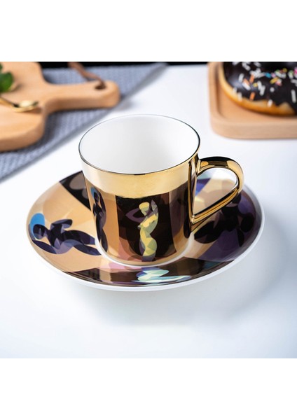 Ayna Yansıma Su Kupaları Ev Ofis Çay Kahve Fincan ve Tabak Seti Dekor Drinkware Coffeeware Hediye C (Yurt Dışından)