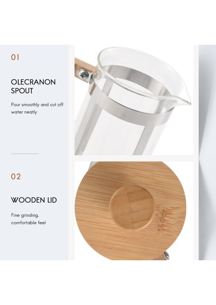 Fransız Basın Çevre Dostu Bambu Kapak Kahve Pistonu Çay Makinesi Süzgeç Filtre Basın Kahve Su Isıtıcısı Pot Cam Çaydanlık (Yurt Dışından) indirimleri