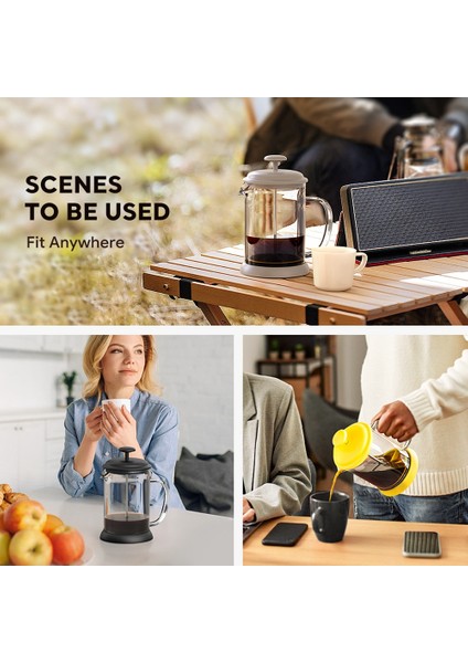Paslanmaz Çelik Cam Çaydanlık Fransız Kahve Çay Süzgeç Filtre Basın Pistonu 800 ml Manuel Kahve Espresso Makinesi Pot, B (Yurt Dışından)