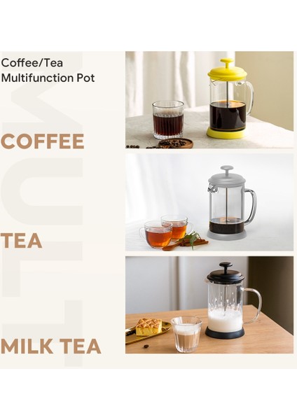 Paslanmaz Çelik Cam Çaydanlık Fransız Kahve Çay Süzgeç Filtre Basın Pistonu 800 ml Manuel Kahve Espresso Makinesi Pot, B (Yurt Dışından)