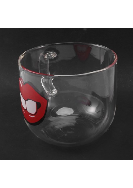 540ML Yenilik Cam Bardak Kupalar Kahve Çay Süt Kahvaltı Kupa Hediyeler Kırmızı Ağız (Yurt Dışından)
