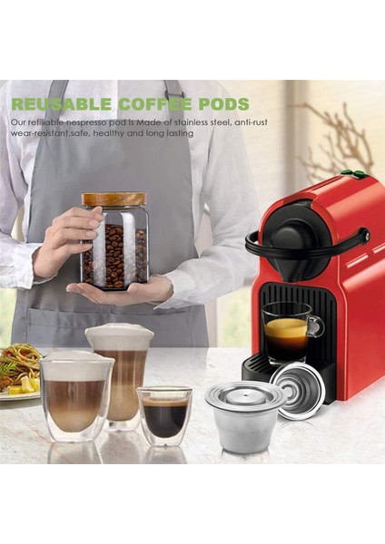 Kahve Kapsülü, Doldurulabilir Kapsüller Yeniden Kullanılabilir Pod Espresso Kahve Kapsülü Paslanmaz Çelik Uyumlu (Yurt Dışından) indirimleri
