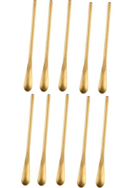10 Adet Kahve Kaşığı Katı Paslanmaz Çelik Buz Kaşığı Sofra Karıştırma Çubuğu (13.2 Cm) (Yurt Dışından)