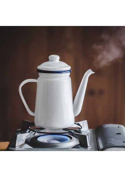 1.1l Yüksek Dereceli Emaye Cezve Süt Üzerine Dökün Su Sürahisi Sürahi Barista Çaydanlık Su Isıtıcısı Gaz Sobası ve Indüksiyon Ocak Beyaz (Yurt Dışından) indirimleri