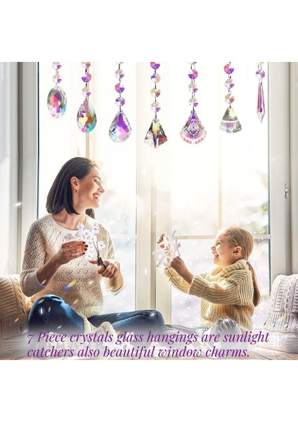 Kristalli Güneş Yakalayıcılar, Windows Için 7 Adet Asma Kristalli Güneş Yakalayıcılar, Renkli Kristaller Prizmalar Cam Kolye (Yurt Dışından) indirimleri