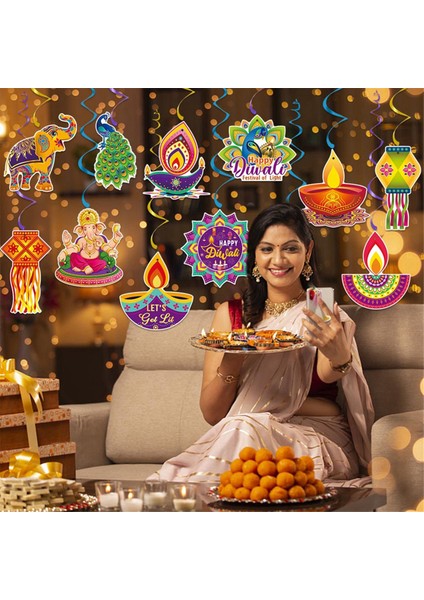 Diwali Festivali Asılı Girdap Süslemeleri, Açık Kapalı Dekor Için Asılı Girdap Yard Parti Malzemeleri Diwali Festivali (Yurt Dışından)