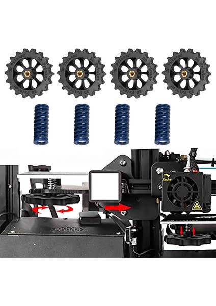 3D Yazıcı Aksesuarları Sıcak Yatak Yükseltme El Büküm Otomatik Tesviye Somunu Kiti Ender3 CR10/10S 3D Printe (Mavi + Siyah) (Yurt Dışından)