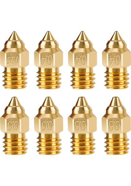 3D Yazıcı Nozulları, 3/ 3 V2/ 3 Pro/ 5 Serisi Için 0,25/0,4/0,6/0,8 Mm'lik 8pcs Pirinç Baskı Nozulları (Yurt Dışından)