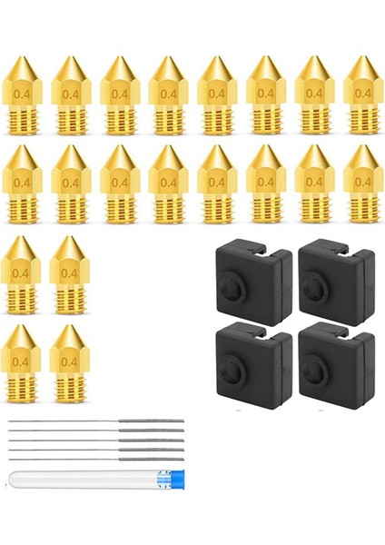 3D Yazıcı Nozulları 0.4mm Mk8 3 Nozullar 20 Adet 4 Adet Isıtıcı Blok Silikon Kapaklar, 3 V2 Için 5 Iğneli (Yurt Dışından) modelleri