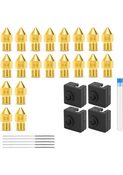 3D Yazıcı Nozulları 0.4mm Mk8 3 Nozullar 20 Adet 4 Adet Isıtıcı Blok Silikon Kapaklar, 3 V2 Için 5 Iğneli (Yurt Dışından) fırsatları