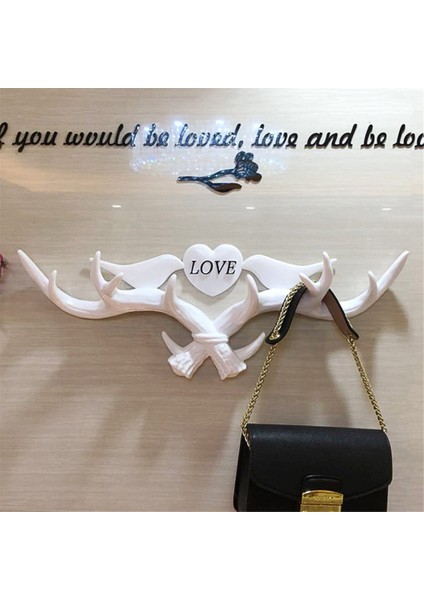 Love Geyik Kancası, Çantaları ve Anahtarları Delmeden Asmak Için Elbise Kancaları Dekoratif Kancalar, Siyah (Yurt Dışından)