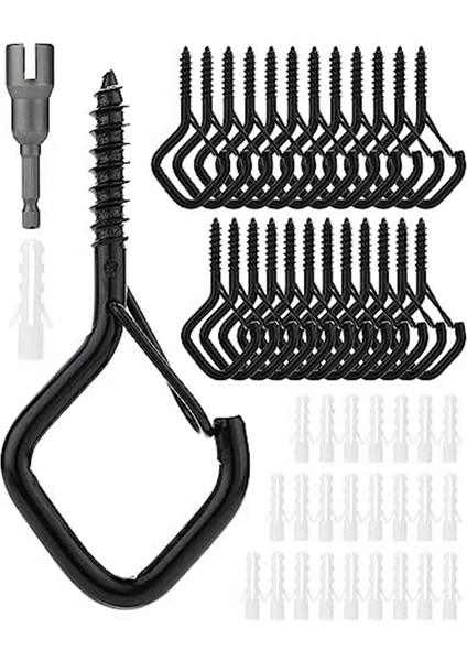 25 Paket Bardak Vidalı Kanca Kare Yapış Rüzgar Geçirmez Tavan Askı Kancası Asılı Bitkiler Rüzgar Çanı Için Güvenlik Tokası Ile, (Yurt Dışından)