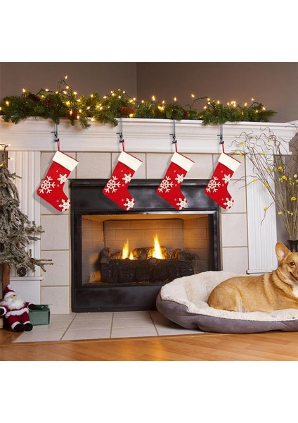 6 Adet Noel Çorabı Tutucular - Ayarlanabilir Şömine Çorabı Askıları - Noel Çorabı Çelenk Kancaları (Yurt Dışından)
