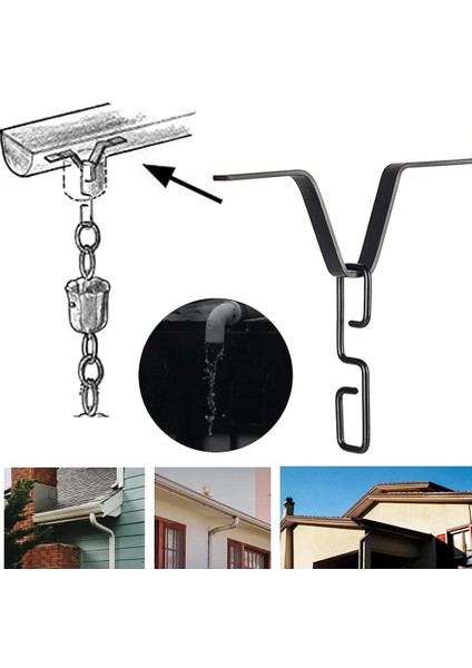 Yağmur Zinciri Oluk Adaptörü, S Şekilli Kancalı Siyah V Şekilli Yağmur Zinciri Adaptörü, Dış Mekan Için Yağmur Zinciri Kancası (Yurt Dışından) fırsatları