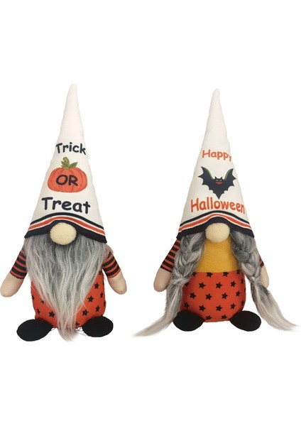 Cadılar Bayramı Süslemeleri Cadılar Bayramı Cüceleri - El Yapımı Cüceler Yarasa Balkabağı ile Peluş Dekor, Ev Yemek Masası Gnome Süslemesi (Yurt Dışından)
