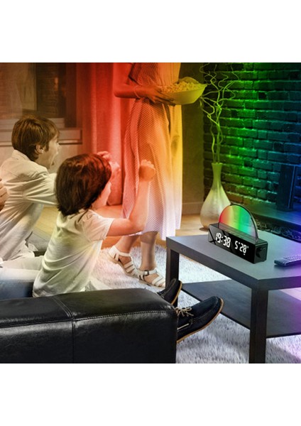 Rgb Dijital Çalar Saat Renkli LED Ekran Modern Masaüstü Saati Uyandırma Çalar Saat Ev Dekorasyonu Için Beyaz (Yurt Dışından)