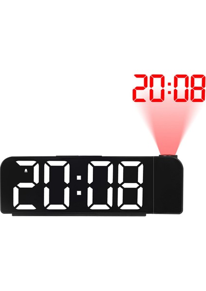 180° Dönüşlü Projeksiyon Çalar Saat 12/24H LED Dijital Saat USB Şarjlı Tavan Projektörü Çalar Saat (Beyaz) (Yurt Dışından)