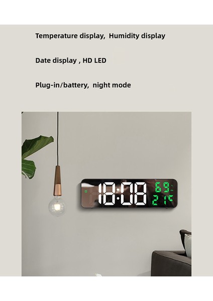 Büyük Ekranlı Dijital LED Çalar Saat Dijital Ekran Saat Sıcaklık Göstergesi Saat Oturma Odası Dekoratif Saat Için (Yurt Dışından) modelleri