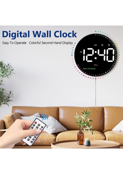 Uzaktan Kumandalı Dijital Duvar Saati, Zaman Tarih Sıcaklık Haftası ile 10 Inç Renkli Dinamik LED Saat Ekranı (Yurt Dışından) fiyatları