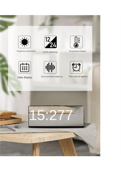 Ses Kontrolü Ayna Çalar Saat Dijital Sıcaklık Çift Alarm Erteleme Masaüstü Masa Saati Gece Modu 12/24H(TURUNCU) (Yurt Dışından)