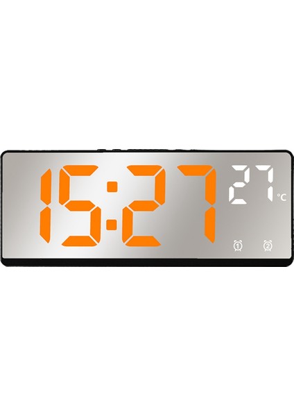 Ses Kontrolü Ayna Çalar Saat Dijital Sıcaklık Çift Alarm Erteleme Masaüstü Masa Saati Gece Modu 12/24H(TURUNCU) (Yurt Dışından)